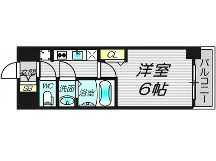 グランカリテ北梅田(1K/2階)の間取り写真