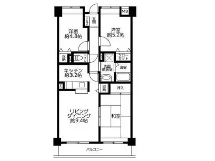 クレストB(3LDK/1階)の間取り写真