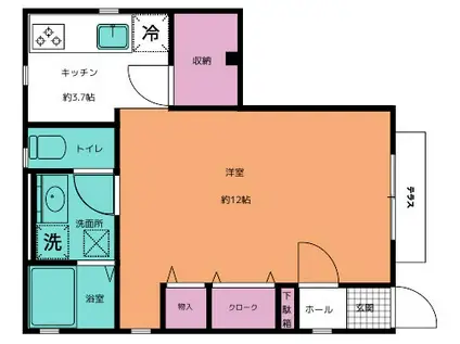 デザインコート北砂(1K/1階)の間取り写真