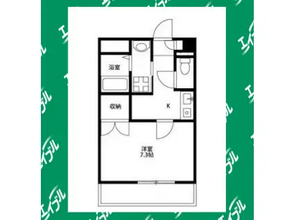 アンプルールフェール替地(1K/1階)の間取り写真