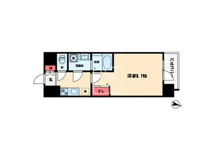 MELDIA CREST NAMBA SOL TERRACE(1K/14階)の間取り写真