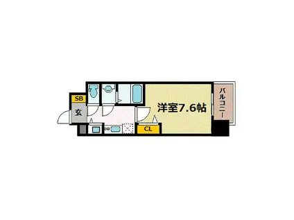 プレサンス野田阪神駅前ザ・ファースト(1K/5階)の間取り写真