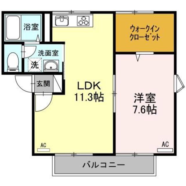 ハイツ宏陽(1LDK/2階)の間取り写真