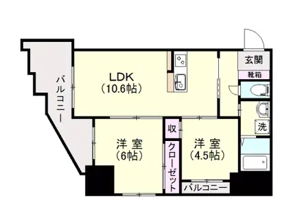 S-FORT鹿児島中央(2LDK/13階)の間取り写真