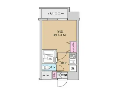 UURコート錦糸町(1K/14階)の間取り写真