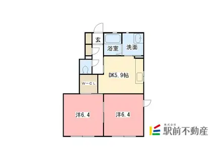 ソレイユ新郷II(2DK/1階)の間取り写真