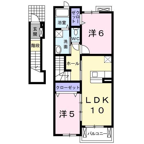 サニー フォレスト(2LDK/2階)の間取り写真