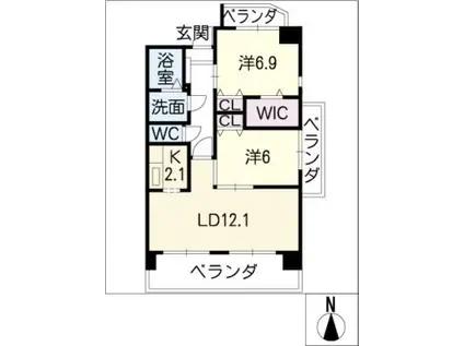 インサイド栄(2LDK/5階)の間取り写真