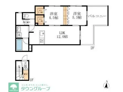 メゾン・ド・ファミーユ(2LDK/2階)の間取り写真