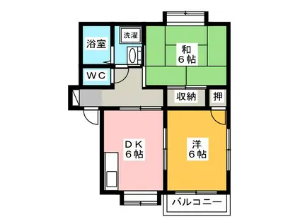 プレパルク(2DK/1階)の間取り写真