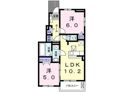 ミルフィーユ(2LDK/1階)の間取り写真