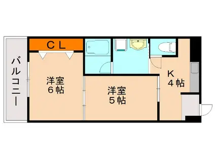 サンライト村上(2K/4階)の間取り写真