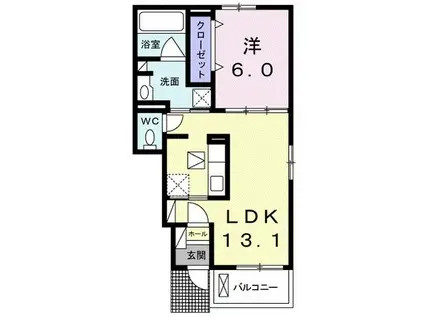 ルピナス II(1LDK/1階)の間取り写真