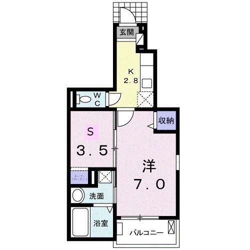 エレガンス(1SK/1階)の間取り写真