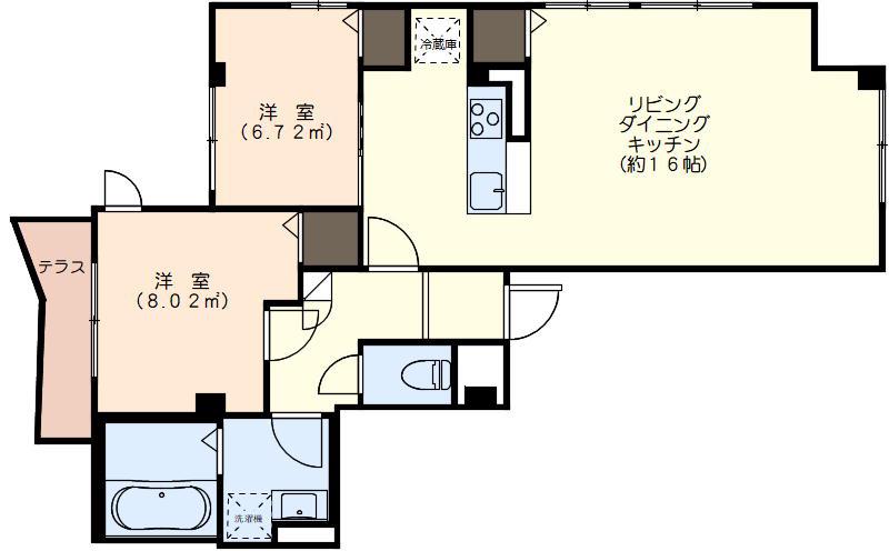 アイリスガーデン小石川(2LDK/1階)の間取り写真