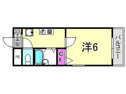 グランディア摩耶LEGEND(1K/2階)の間取り写真