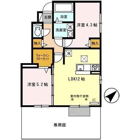 クローバーシャトレ(2LDK/1階)の間取り写真