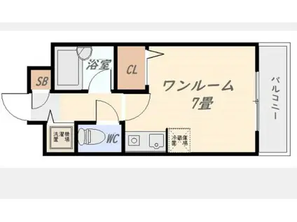 ロマネスクステーションプラザ西鹿児島 203号(ワンルーム/2階)の間取り写真