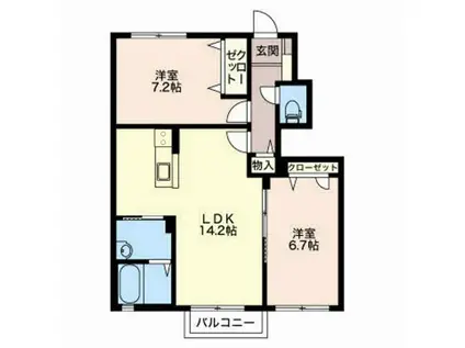 グランド・ビュー(2LDK/1階)の間取り写真