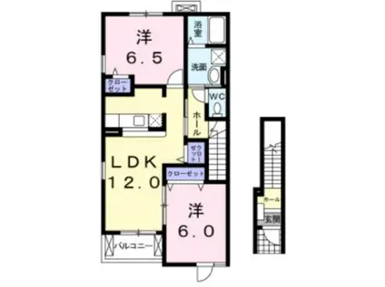 プリムラ(2LDK/1階)の間取り写真
