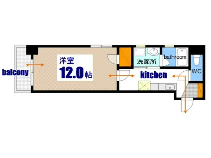 Lグランデ観音(1K/3階)の間取り写真