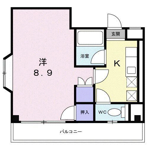 メゾンセシボン・E(1K/2階)の間取り写真