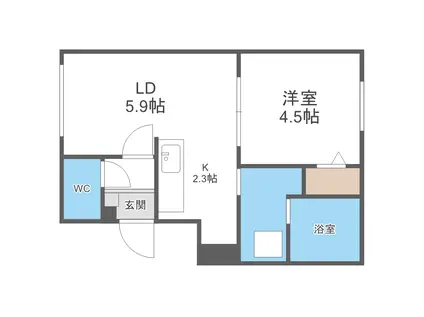スフィーダ平岸(1LDK/1階)の間取り写真