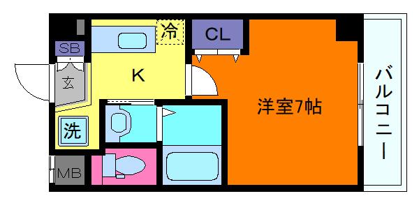 AILE魚崎南(1K/4階)の間取り写真
