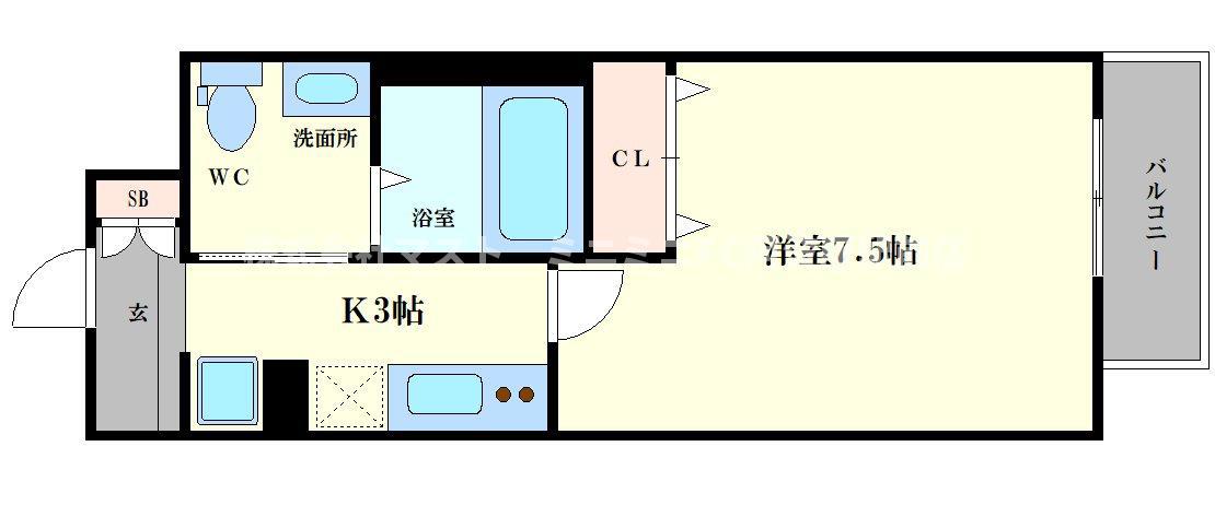 プランドール梅田(1K/7階)の間取り写真