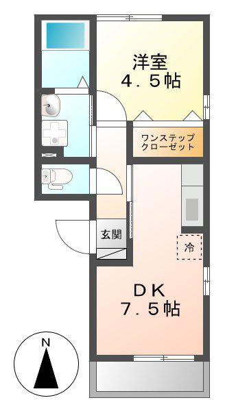 エレガンス靖国(1DK/1階)の間取り写真
