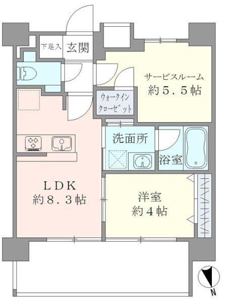 CASA EST CORTA(2LDK/7階)の間取り写真