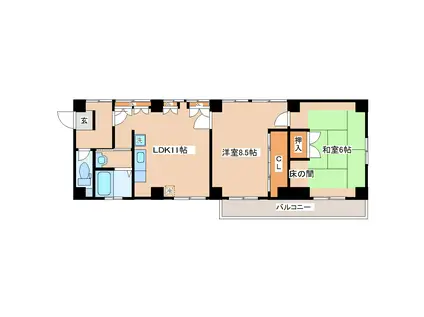 金澤ビル(2LDK/3階)の間取り写真