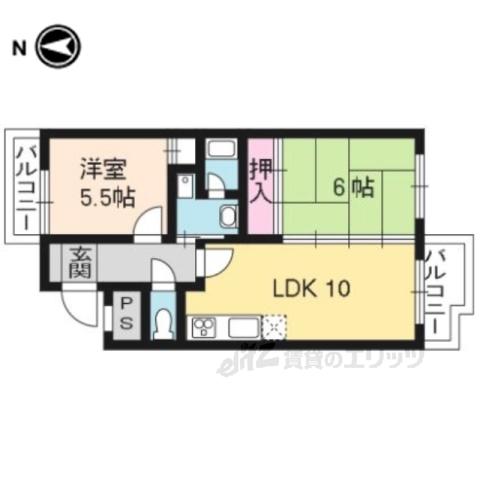 エバグリーン(2LDK/2階)の間取り写真