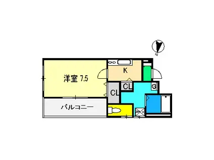 S.コート南元町(1K/3階)の間取り写真