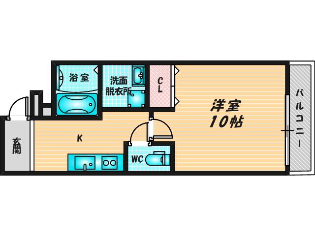 フジパレス高井田西III番館(1K/1階)の間取り写真