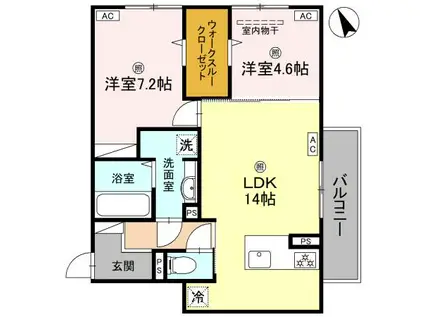 D-ROOM小篠原(2LDK/2階)の間取り写真
