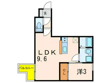 グランファーレ宝塚(1LDK/1階)の間取り写真