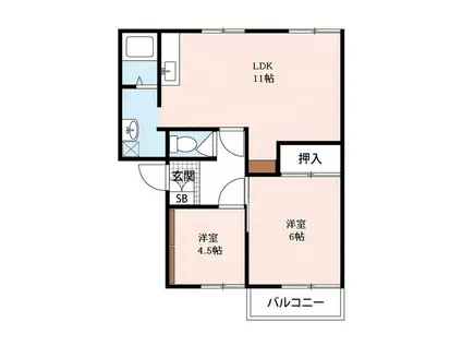 コーポ篠原(2LDK/2階)の間取り写真