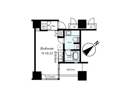 ザ・タワー芝浦(ワンルーム/5階)の間取り写真