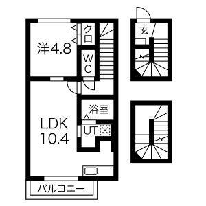 ララハイツ(1LDK/3階)の間取り写真