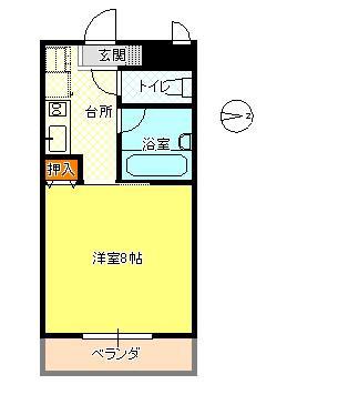 ラヴニール三野(1K/4階)の間取り写真