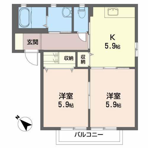 アンダーツリー(2K/1階)の間取り写真
