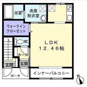 AS大河原(1K/1階)の間取り写真