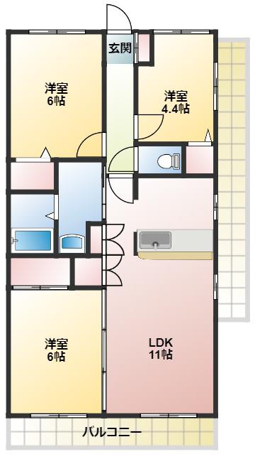 グランドゥールレジデンス田園(3LDK/1階)の間取り写真