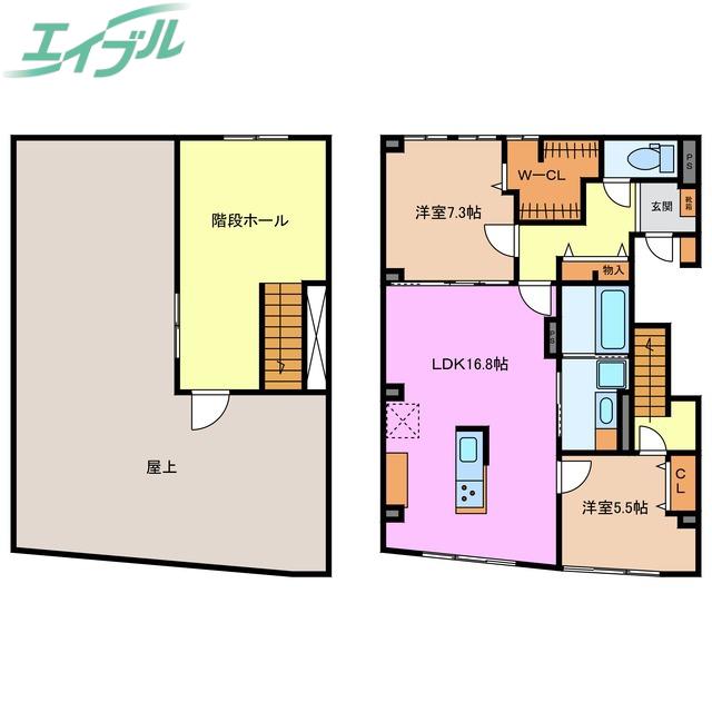 ブルースカイマンション諏訪栄町(2LDK/3階)の間取り写真