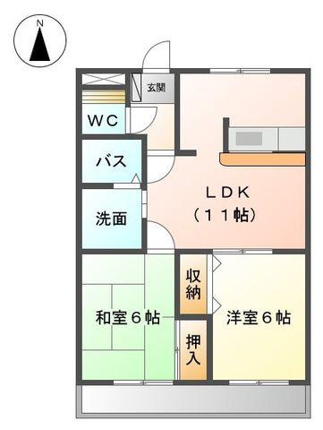 エポック弥生が丘II(2LDK/2階)の間取り写真