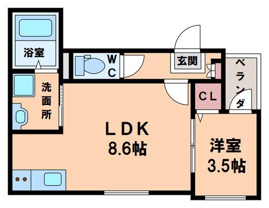 ハーモニーテラス今林(1LDK/3階)の間取り写真