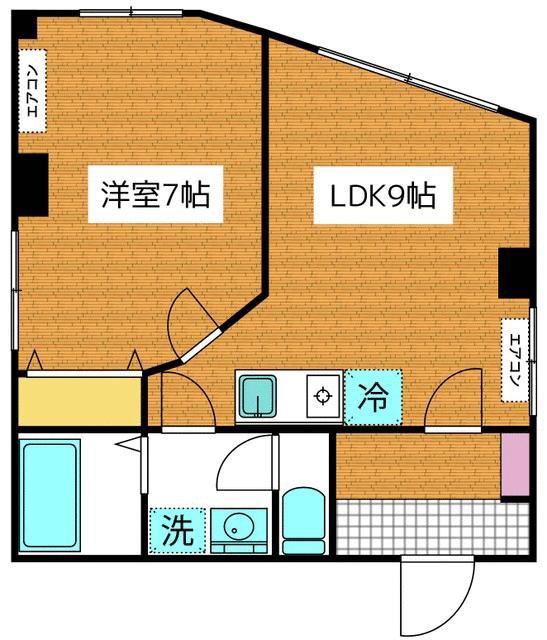 パレスフィールド市川南(1LDK/2階)の間取り写真