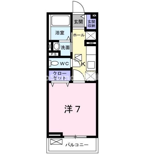 シャロル東園田(1K/2階)の間取り写真