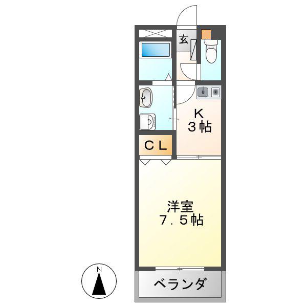 プリーダ(1K/6階)の間取り写真